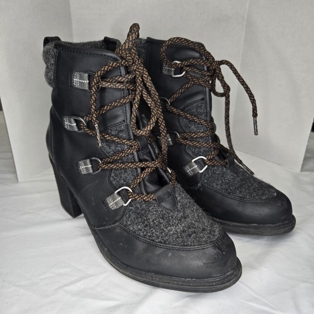 Sonoma Sugarglider Block Heel Ankle Boots Black Lace Up Womens Size 9.5 Gorpcore